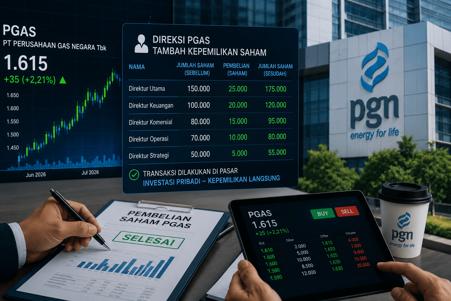 Direksi PGN Borong Puluhan Ribu Saham PGAS, Tambah Kepemilikan di Perseroan