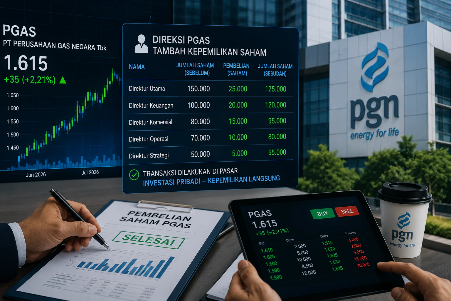 Direksi PGN Borong Puluhan Ribu Saham PGAS, Tambah Kepemilikan di Perseroan