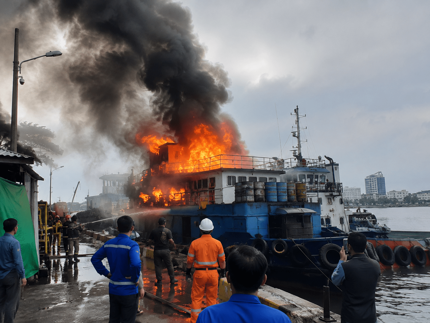 Satu Kapal Terbakar di Pelabuhan Samarinda